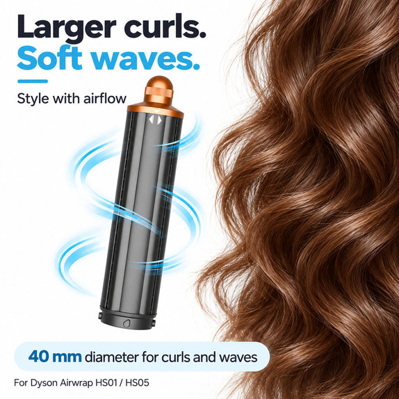 Dolg nastavek za kodranje za Dyson Airwrap HS01, HS05, 40 mm, Nickel / Copper