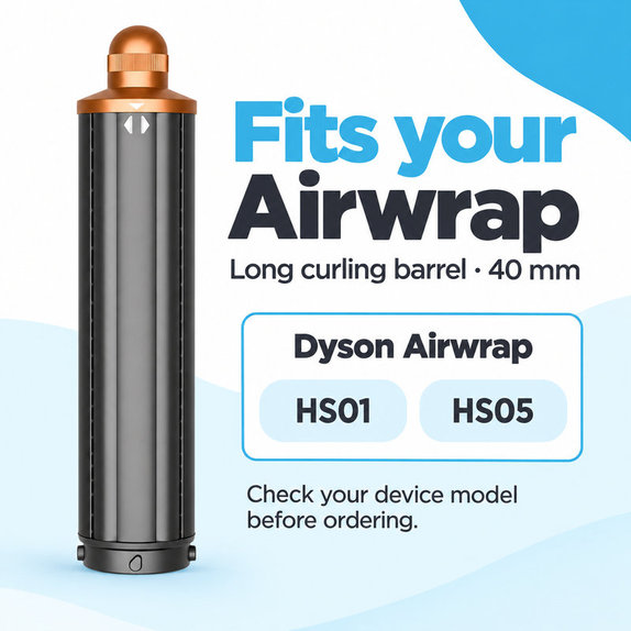 Dolg nastavek za kodranje za Dyson Airwrap HS01, HS05, 40 mm, Nickel / Copper