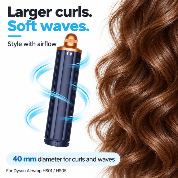 Dolg nastavek za kodranje za Dyson Airwrap HS01, HS05, 40 mm, Prussian Blue / Rich Copper