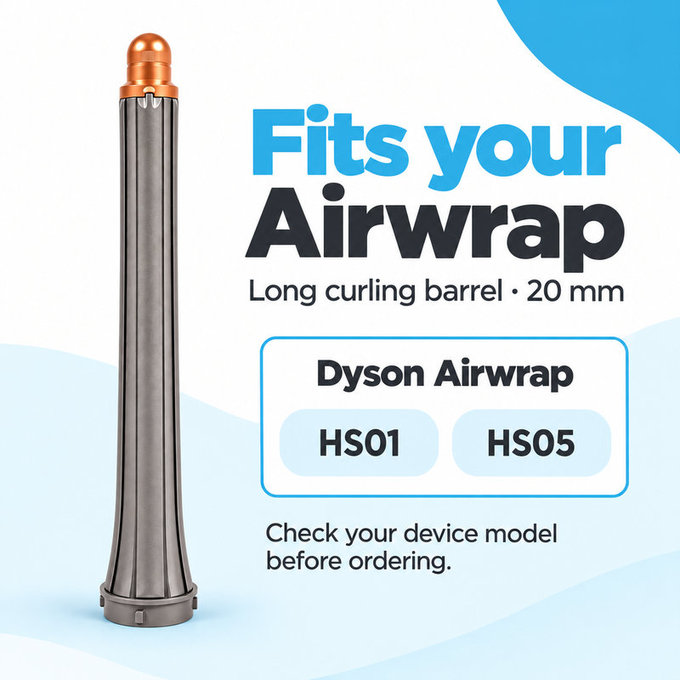 Dolg nastavek za kodranje za Dyson Airwrap HS01, HS05, 20 mm, Nickel / Copper