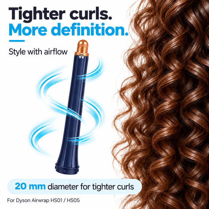 Dolg nastavek za kodranje za Dyson Airwrap HS01, HS05, 20 mm, Prussian Blue / Rich Copper
