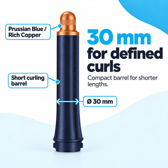 Kratek nastavek za kodranje za Dyson Airwrap HS01, HS05, 30 mm, Prussian Blue / Rich Copper
