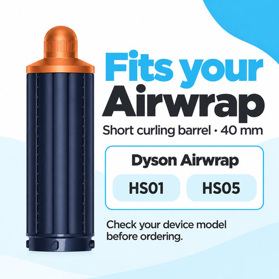 Kratek nastavek za kodranje za Dyson Airwrap HS01, HS05, 40 mm, Prussian Blue / Rich Copper