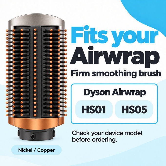 Čvrsta gladilna krtača za Dyson Airwrap HS01, HS05, Nickel / Copper