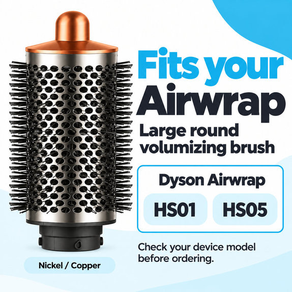 Velika okrogla krtača za volumen za Dyson Airwrap HS01, HS05, Nickel / Copper