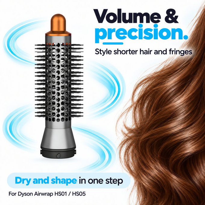 Majhna okrogla krtača za volumen za Dyson Airwrap HS01, HS05, Nickel / Copper