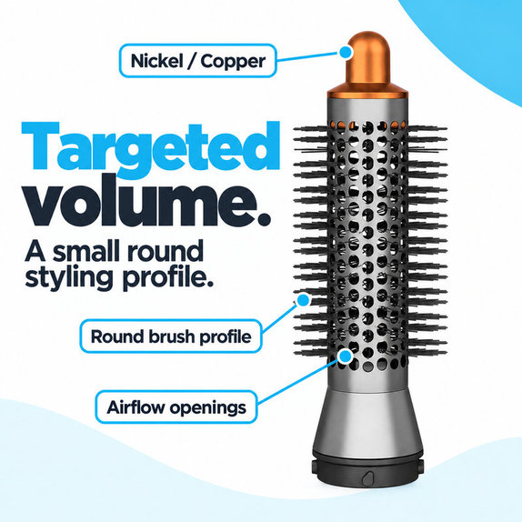 Majhna okrogla krtača za volumen za Dyson Airwrap HS01, HS05, Nickel / Copper