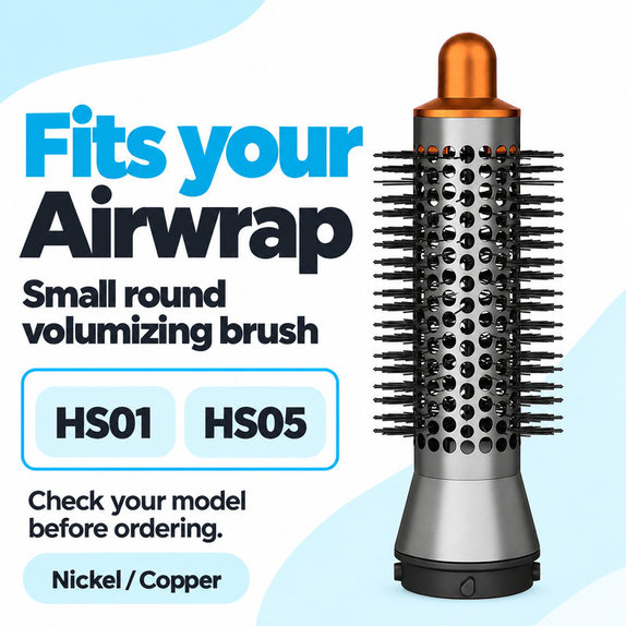 Majhna okrogla krtača za volumen za Dyson Airwrap HS01, HS05, Nickel / Copper
