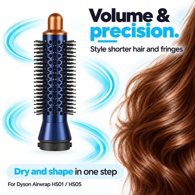 Majhna okrogla krtača za volumen za Dyson Airwrap HS01, HS05, Prussian Blue / Rich Copper