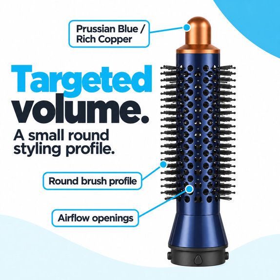 Majhna okrogla krtača za volumen za Dyson Airwrap HS01, HS05, Prussian Blue / Rich Copper