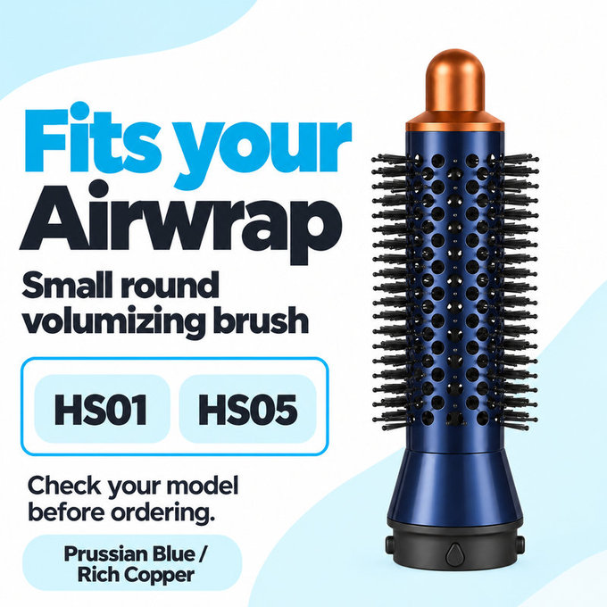 Majhna okrogla krtača za volumen za Dyson Airwrap HS01, HS05, Prussian Blue / Rich Copper
