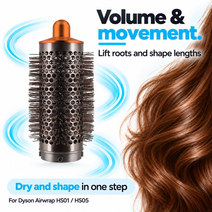 Srednja okrogla krtača za volumen za Dyson Airwrap HS01, HS05, Nickel / Copper