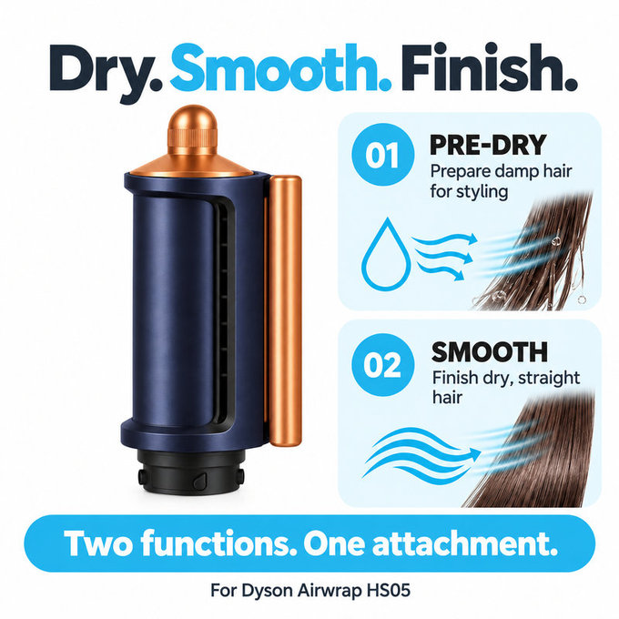 Gladilni in sušilni nastavek Coanda za Dyson Airwrap HS05, Prussian Blue / Rich Copper