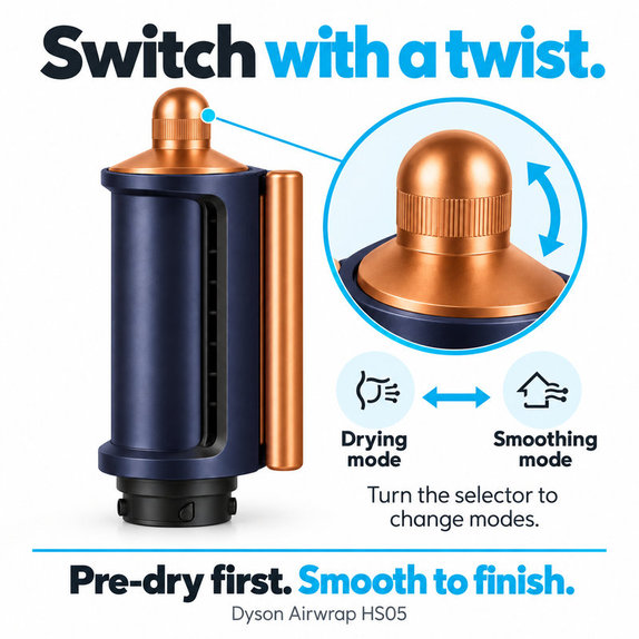 Gladilni in sušilni nastavek Coanda za Dyson Airwrap HS05, Prussian Blue / Rich Copper