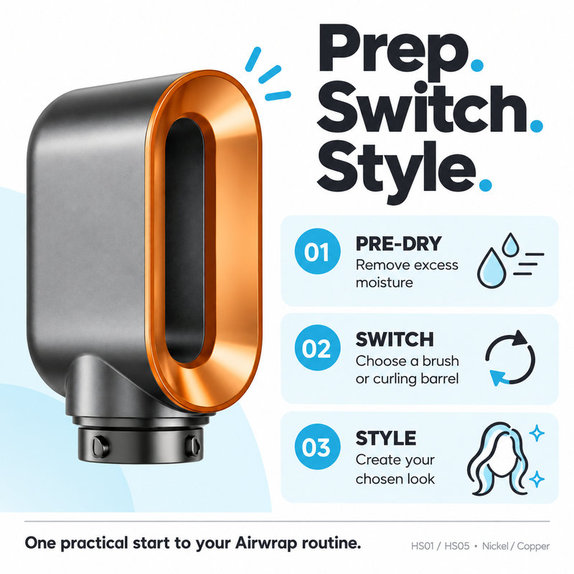 Nastavek za hitro sušenje za Dyson Airwrap HS01, HS05, Nickel / Copper