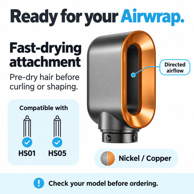 Nastavek za hitro sušenje za Dyson Airwrap HS01, HS05, Nickel / Copper