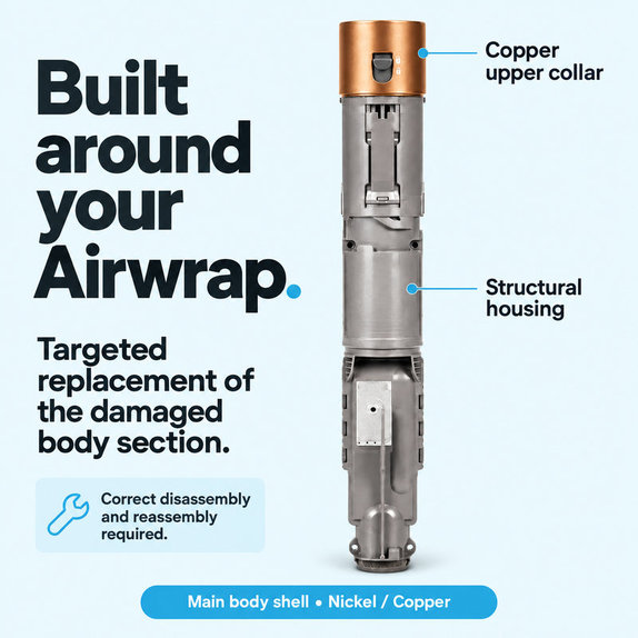 Ohišje glavnega dela za Dyson Airwrap HS01, HS05, Nickel / Copper