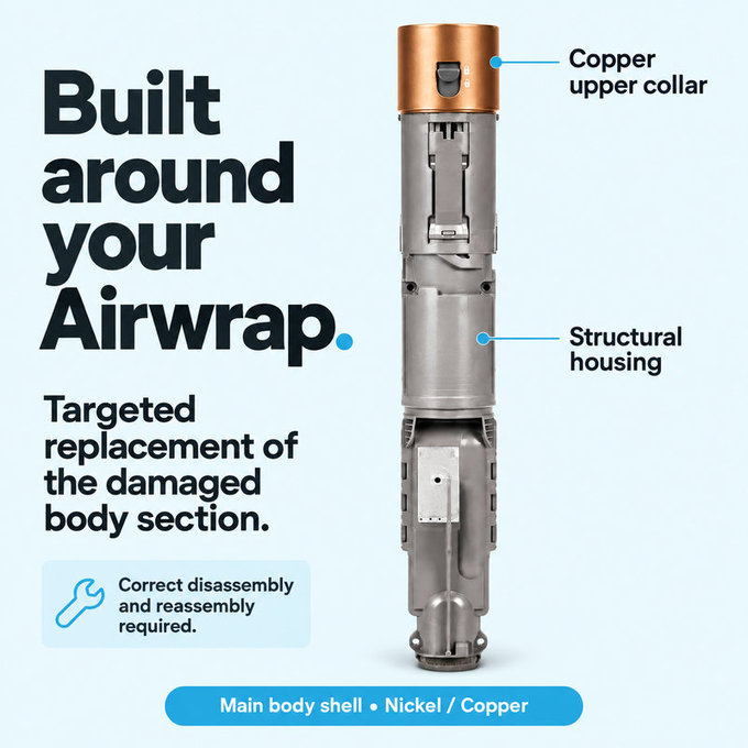 Ohišje glavnega dela za Dyson Airwrap HS01, HS05, Nickel / Copper