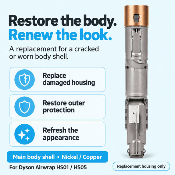 Ohišje glavnega dela za Dyson Airwrap HS01, HS05, Nickel / Copper