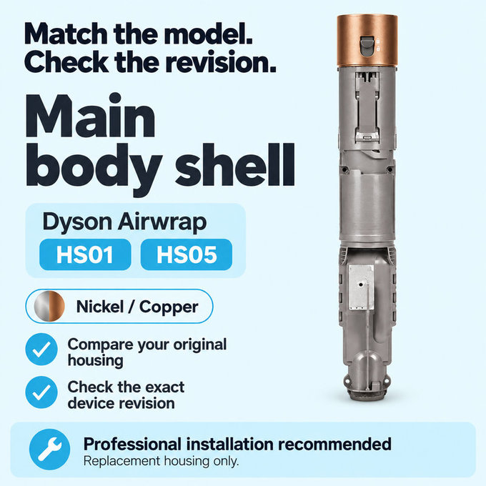 Ohišje glavnega dela za Dyson Airwrap HS01, HS05, Nickel / Copper