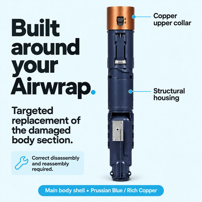Ohišje glavnega dela za Dyson Airwrap HS01, HS05, Prussian Blue / Rich Copper
