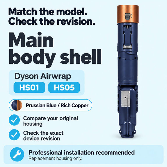 Ohišje glavnega dela za Dyson Airwrap HS01, HS05, Prussian Blue / Rich Copper