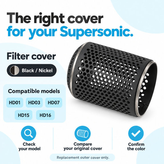 Pokrov filtra za Dyson Supersonic HD01, HD03, HD07, HD15, HD16, Black / Nickel