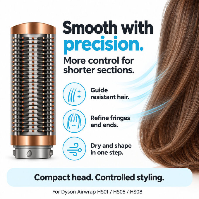 Majhna čvrsta gladilna krtača za Dyson Airwrap HS01, HS05, HS08, Nickel / Copper
