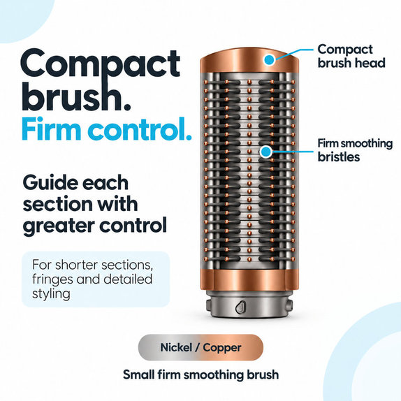 Majhna čvrsta gladilna krtača za Dyson Airwrap HS01, HS05, HS08, Nickel / Copper