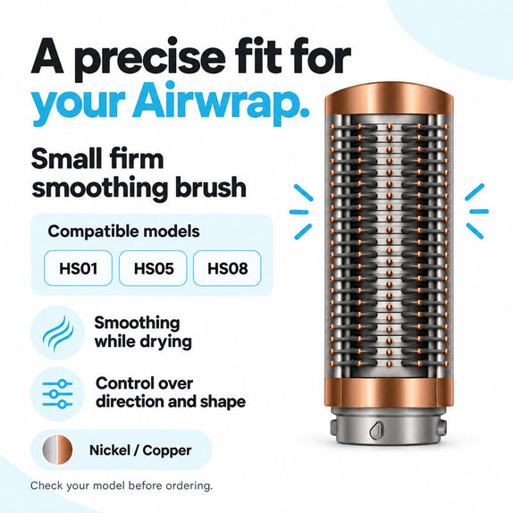 Majhna čvrsta gladilna krtača za Dyson Airwrap HS01, HS05, HS08, Nickel / Copper
