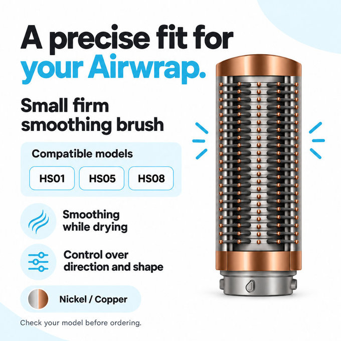 Majhna čvrsta gladilna krtača za Dyson Airwrap HS01, HS05, HS08, Nickel / Copper
