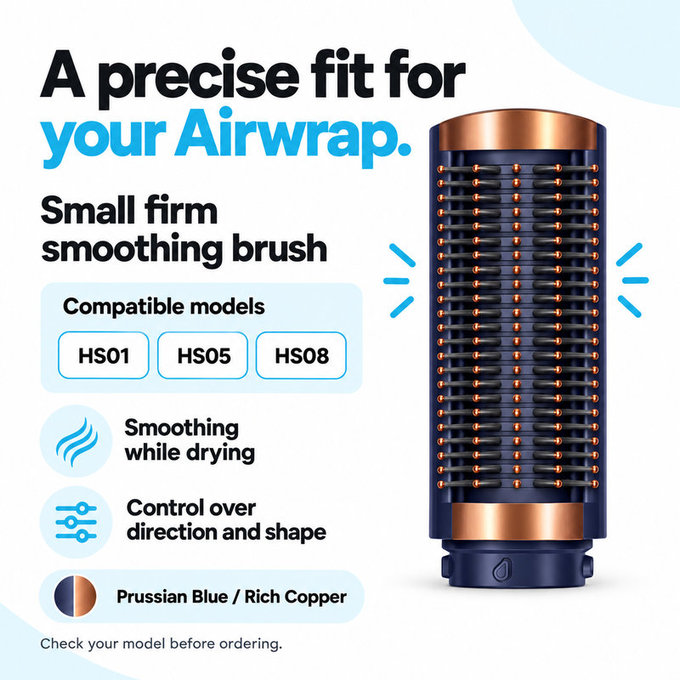 Majhna čvrsta gladilna krtača za Dyson Airwrap HS01, HS05, HS08, Prussian Blue / Rich Copper