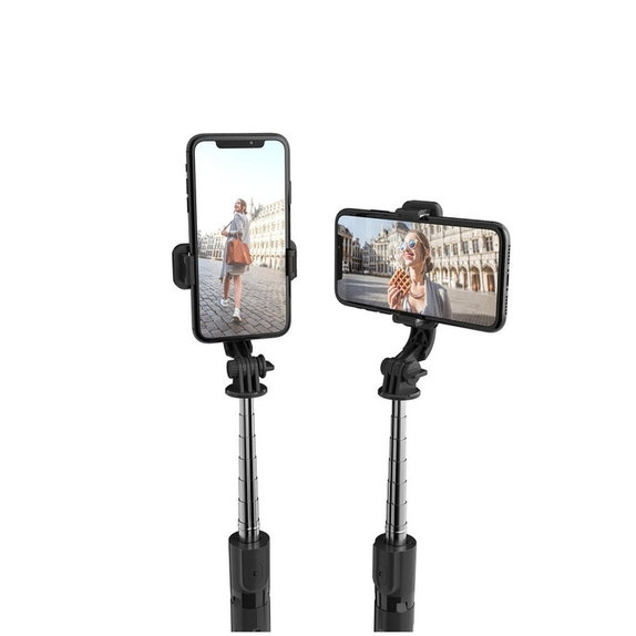 Selfie palica s stojalom L02S, črna, Tech-Protect