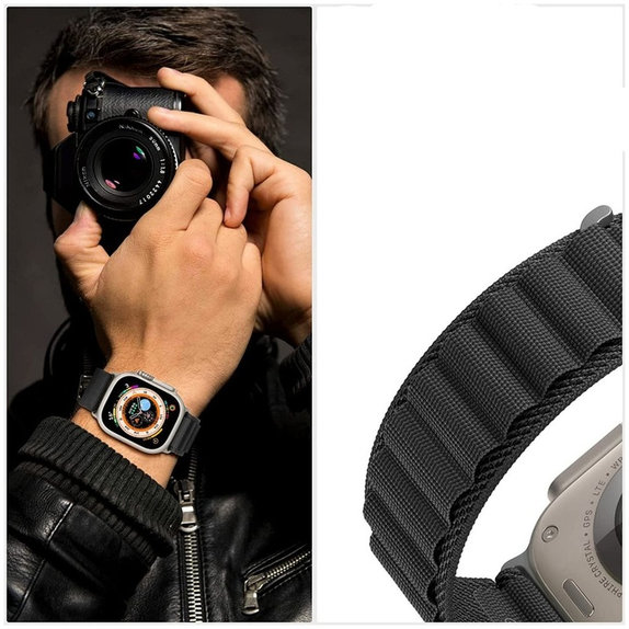 Pašček Nylon Pro za Apple Watch 8 / 9 / 10 / 11 / SE / Ultra (44 / 45 / 46 / 49 mm), Military Green, Tech-Protect