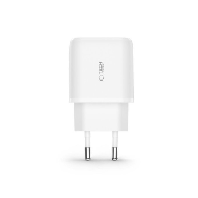 Omrežni polnilnik C20W 2-PORT PD 20W / QC3.0 + Lightning Cable, bela, Tech-Protect