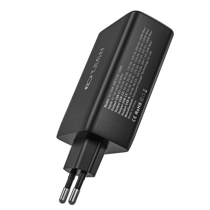 Omrežni polnilnik NC100W-GAN 4-PORT PD 100W / QC3.0, bela, Tech-Protect