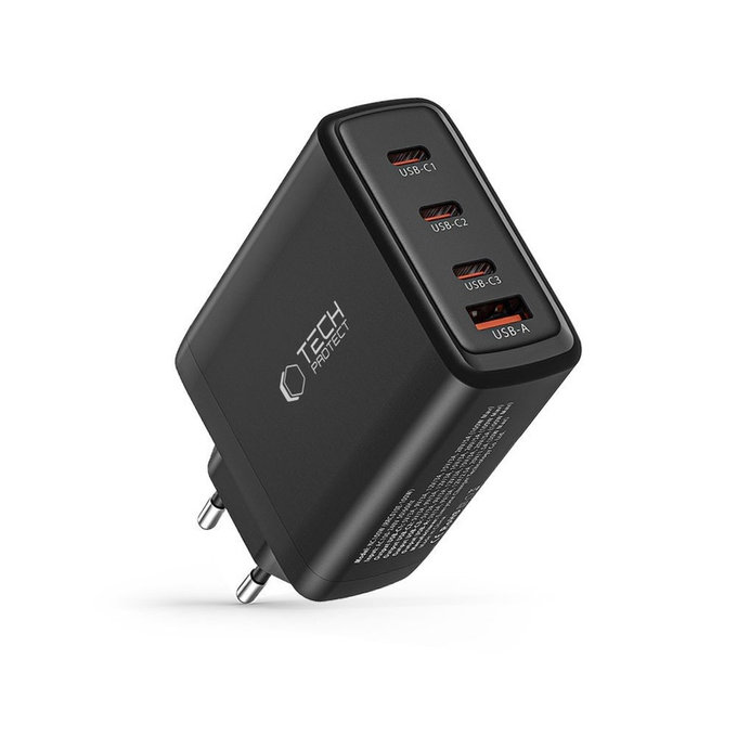 Omrežni polnilnik NC100W-GAN 4-PORT PD 100W / QC3.0, črna, Tech-Protect
