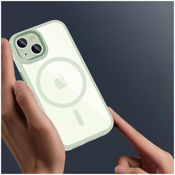 Ovitek MagMat MagSafe za iPhone 15, zelena/prozorna, Tech-Protect
