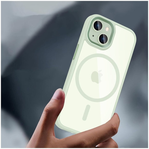 Ovitek MagMat MagSafe za iPhone 15, zelena/prozorna, Tech-Protect