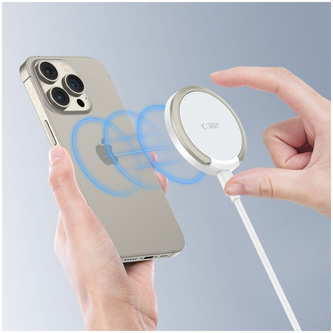 Brezžični polnilnik QI15W-A33 Magnetic MagSafe, bela, Tech-Protect