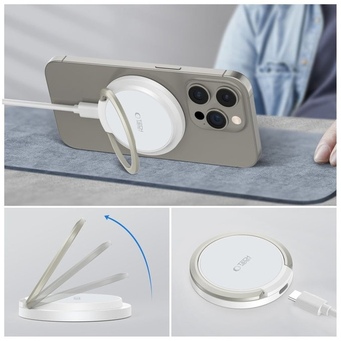 Brezžični polnilnik QI15W-A33 Magnetic MagSafe, bela, Tech-Protect