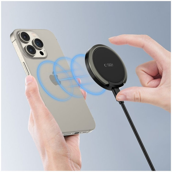Brezžični polnilnik QI15W-A33 Magnetic MagSafe, črna, Tech-Protect