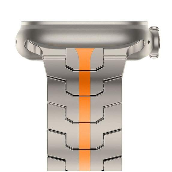 Pašček Stainless Line za Apple Watch 8 / 9 / 10 / 11 / SE / Ultra (44 / 45 / 46 / 49 mm), Titanium/Orange, Tech-Protect