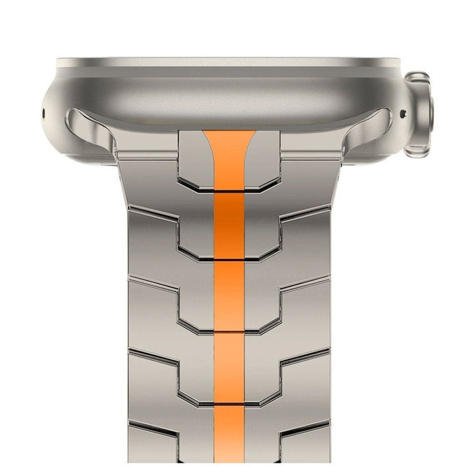 Pašček Stainless Line za Apple Watch 8 / 9 / 10 / 11 / SE / Ultra (44 / 45 / 46 / 49 mm), Titanium/Orange, Tech-Protect