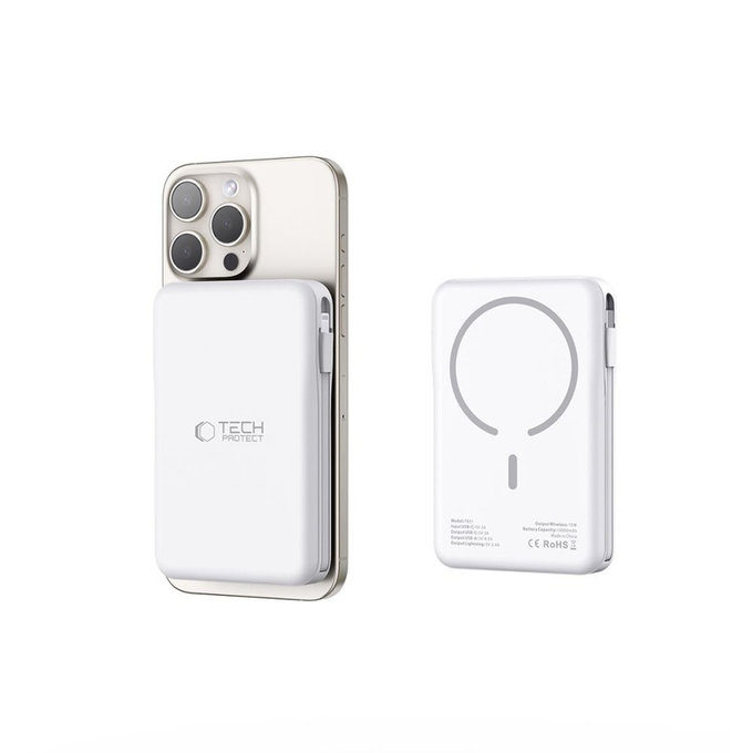 Powerbank PB31 Lifemag MagSafe 10000mAh, bela, Tech-Protect