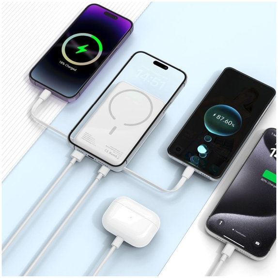 Powerbank PB31 Lifemag MagSafe 10000mAh, bela, Tech-Protect