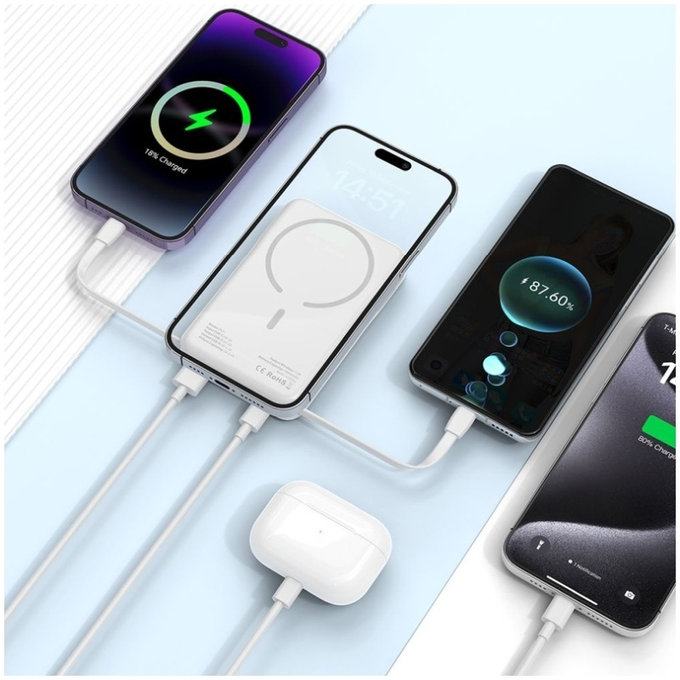 Powerbank PB31 Lifemag MagSafe 10000mAh, bela, Tech-Protect