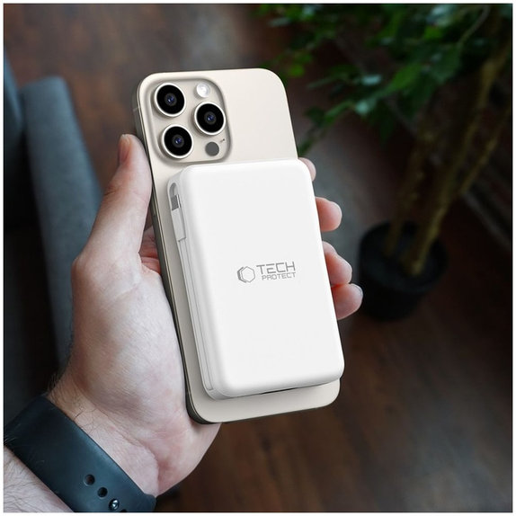 Powerbank PB31 Lifemag MagSafe 10000mAh, bela, Tech-Protect