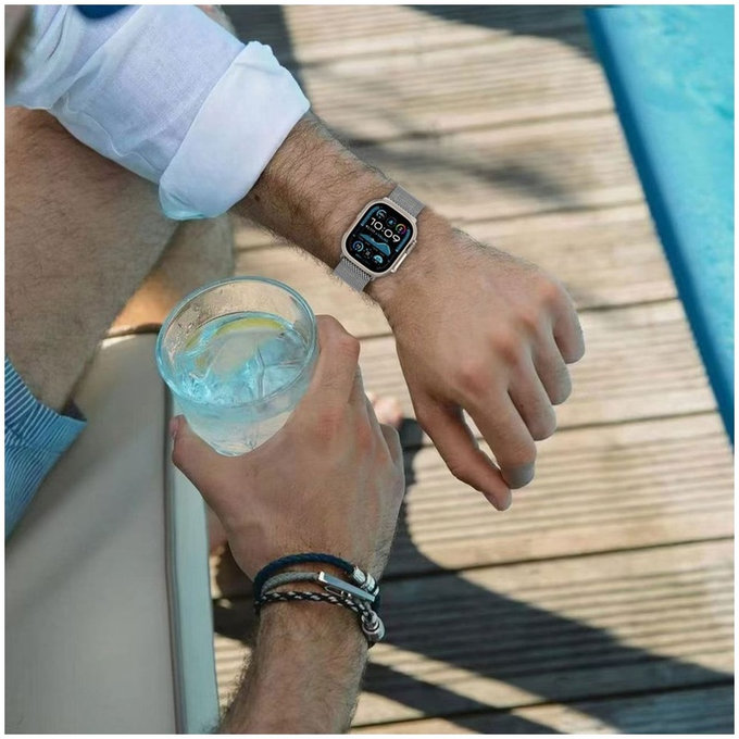 Pašček Milano za Apple Watch 8 / 9 / 10 / 11 / SE / Ultra (44 / 45 / 46 / 49 mm), Titanium, Tech-Protect