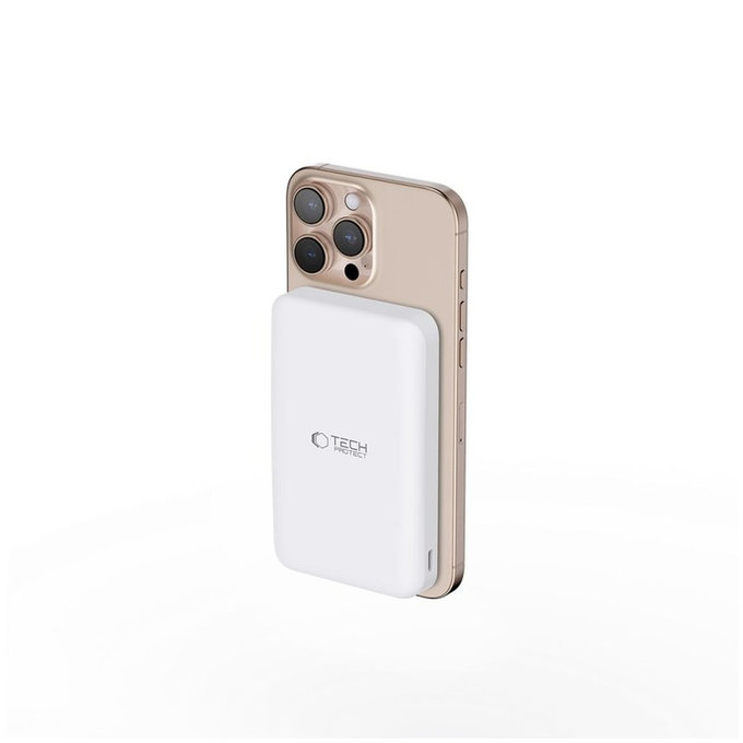 Powerbank PB24 Lifemag Qi2 MagSafe 10000mAh, bela, Tech-Protect